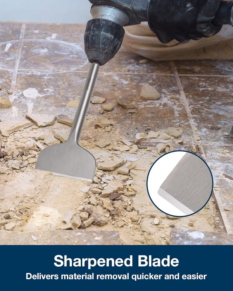 Firecore SDS Plus Chisel, 4 Inch by 11 Inch Tile Removal Bits for SDS Plus Rotary Hammer Drill, Steel Shovel Scaling Flat Chisel Tool for Thinset Vinyl Concrete Mortar Flooring Adhesives Glue - Image 3